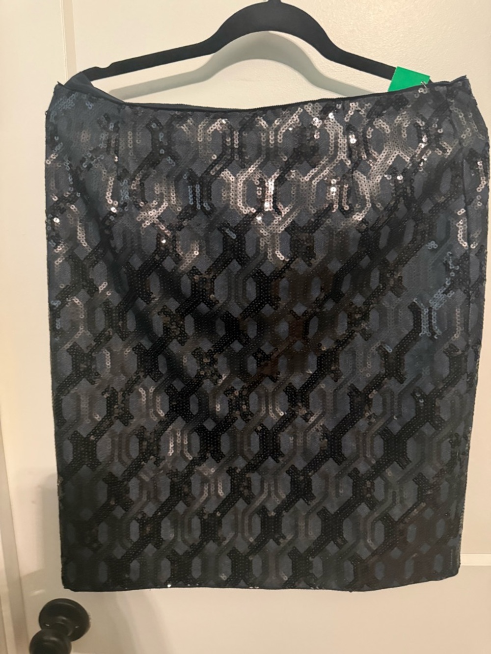 W by Worth Black Sequin Geometric Pencil Skirt